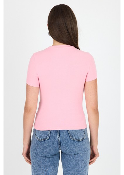 Pembe Viskoz/yumuşak Kumaş Slim Fit Tişört 1468 indirimleri