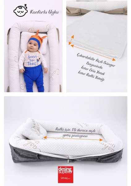 Umay Çantalı Taşınabilir Yatağı, Babynest, Anne Çantası - Antrasit fiyatları