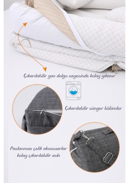Umay Çantalı Taşınabilir Yatağı, Babynest, Anne Çantası - Antrasit fırsatları