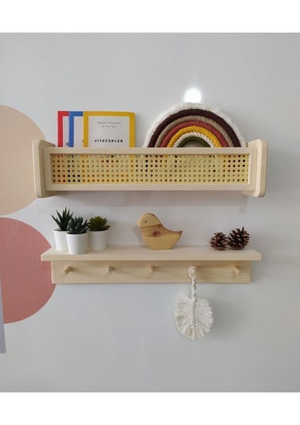 Hazeran Raf Hazeranlı Ahşap Raf & Ahşap Askılı Raf Ikili Raf 60CM