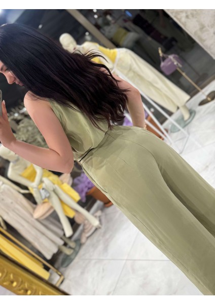Narmi Örgü Kemerli Pantolon Yağ Yeşili modelleri