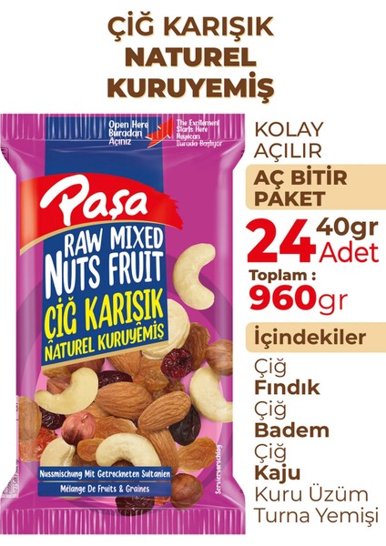 Çiğ Karışık Naturel Kuruyemiş 40 gr x 24 Adet (Toplam 960 Gr) fiyatları