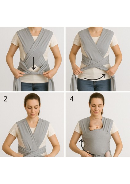 Premium Sling Pamuklu Esnek Wrap Kanguru Anakucağı Taşıma