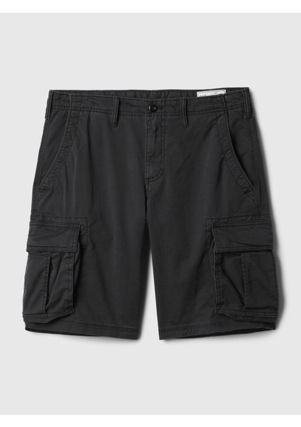 Erkek Siyah 11" Relaxed Kargo Şort