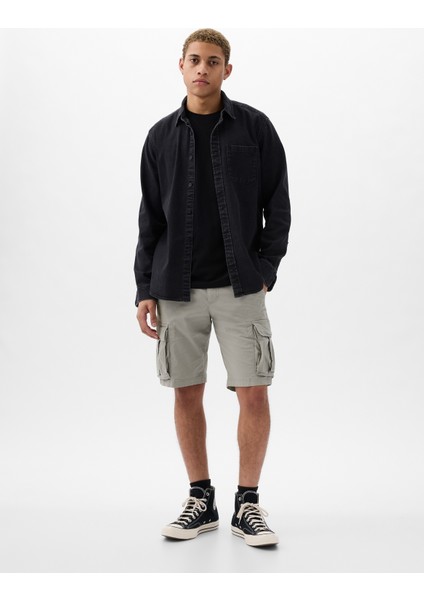 Erkek Gri 11" Relaxed Kargo Şort