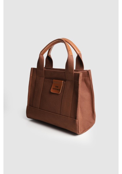 Kadın Keten Tote Bag Çanta Kahve
