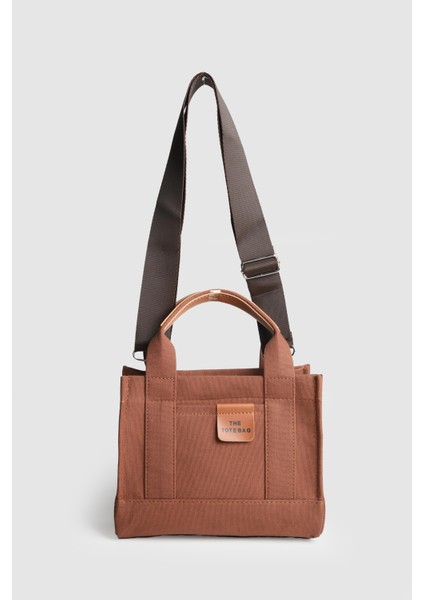 Kadın Keten Tote Bag Çanta Kahve fırsatları