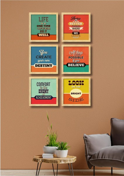 6 Parça Çerçeve Görünümlü Motivasyon Duvar Dekoru Salon Oturma Yatak Odası Ofis Için Tablo Seti fiyatları
