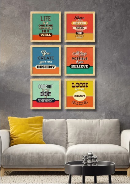 6 Parça Çerçeve Görünümlü Motivasyon Duvar Dekoru Salon Oturma Yatak Odası Ofis Için Tablo Seti fırsatları