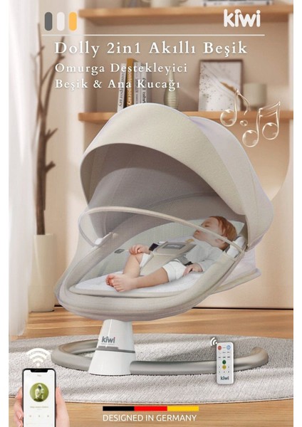 Dolly 2in1 Otomatik Sallanan Kademe Ayarlı Beşik ve Anakucağı -Kahve