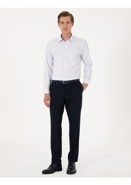 Erkek Mavi Kareli Slim Fit Uzun Kollu Gömlek 50307263-VR036