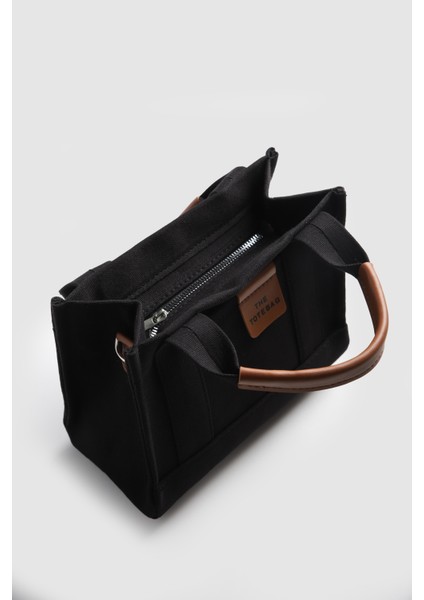 Kadın Keten Tote Bag Çanta Siyah fırsatları