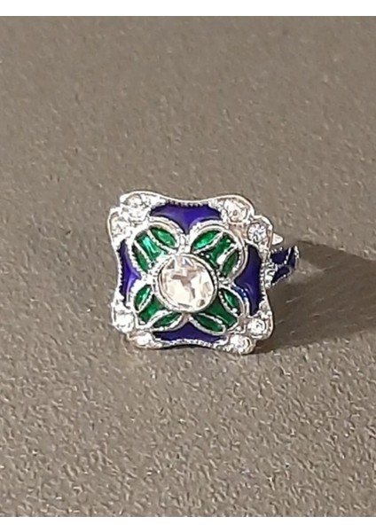 925 Ayar Gümüş Zirkon ve Topaz Taşlı Tasarım Yüzük fırsatları