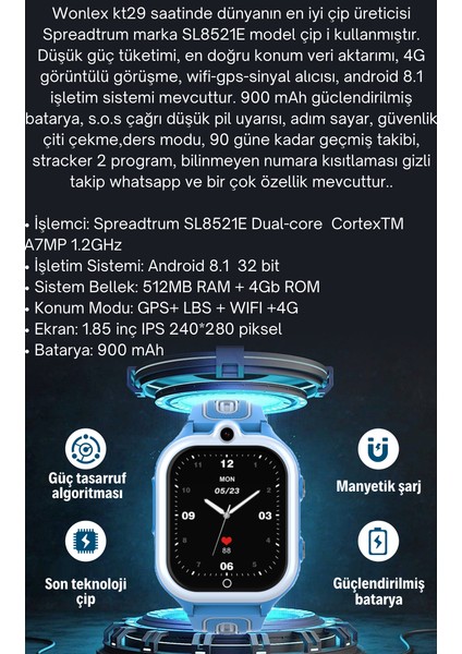 KT29 4g Android Sim Kartlı Çocuk Takip Saati