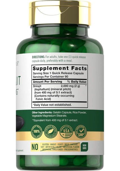 Shilajit 2000 Mg Naturally Occurring Fulvic Acid 90 Kapsul
