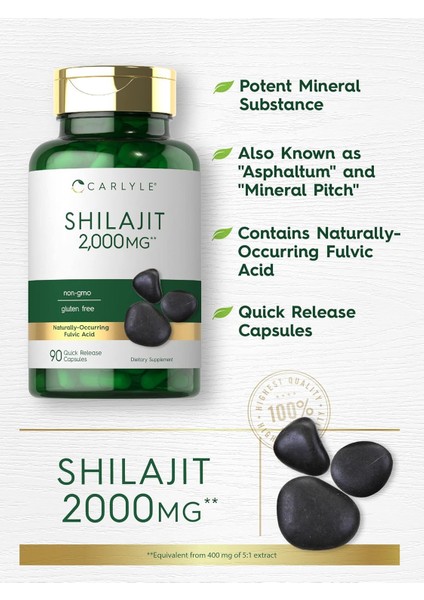Shilajit 2000 Mg Naturally Occurring Fulvic Acid 90 Kapsul