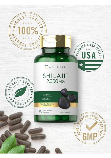 Shilajit 2000 Mg Naturally Occurring Fulvic Acid 90 Kapsul