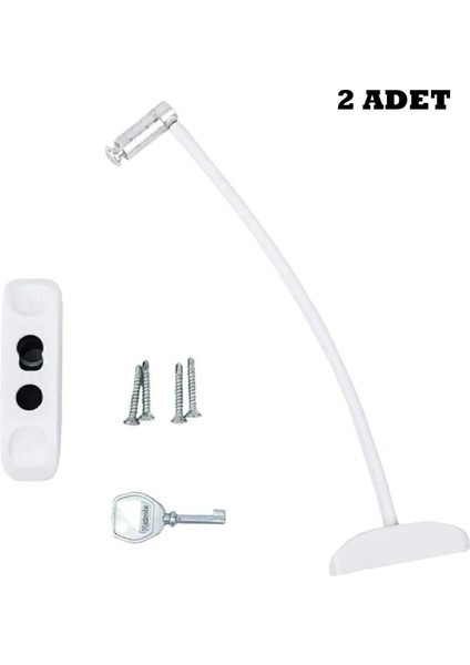 Çelik Halatlı Anahtarlı Kablolu Pvc Kapı Pencere Emniyet Hırsız Çocuk Güvenlik Kilidi - AL5186 2 Adet