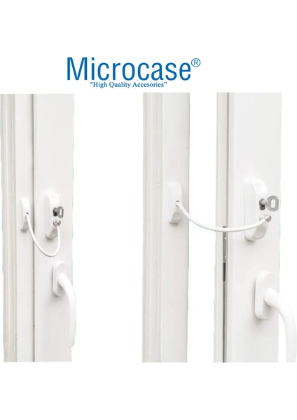 Çelik Halatlı Anahtarlı Kablolu Pvc Kapı Pencere Emniyet Hırsız Çocuk Güvenlik Kilidi - AL5186 2 Adet modelleri