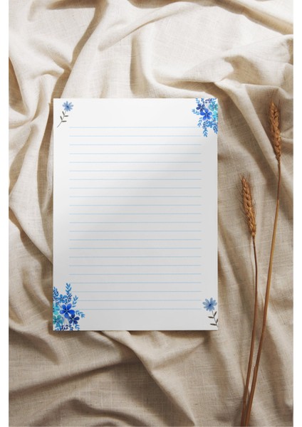 A6 Pinterest Mavi Çiçekli Çek-Kopar Notepad, Memopad, Note Defteri, To Do List