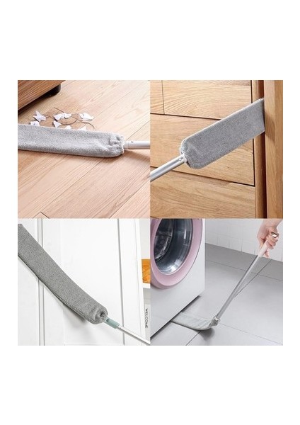 Pratik Mikrofiber Başlıklı Girintili Yüzey Dip Köşe Raf Temizleme Sihirli Toz Alma Fırçası