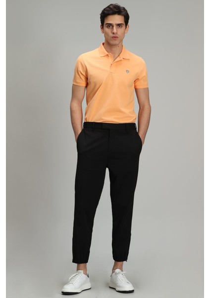 Laon Spor Polo Yaka Erkek Tişört Siyah