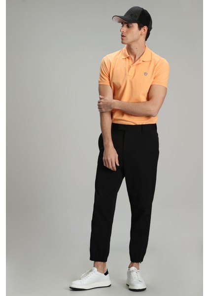 Laon Spor Polo Yaka Erkek Tişört Siyah