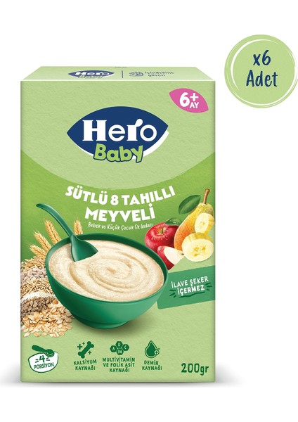 Sütlü 8 Tahıllı Meyveli 400 gr x 6 Adet