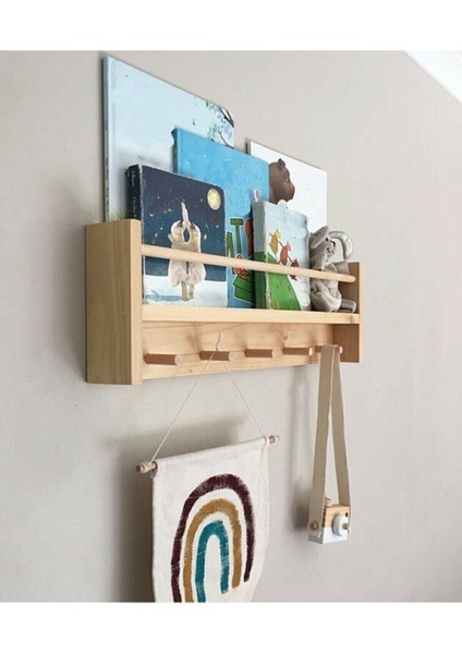 Ahşap Bebek Çocuk Odası Raflı Elbise Askilik
