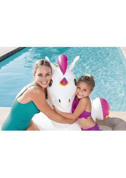 Unicorn Binici Şişme Unicorn Binici Bot Deniz Tek Boynuzlu At Binici Havuz Unicorn Şişme 150X117 cm