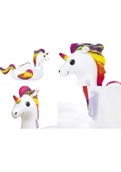 Unicorn Binici Şişme Unicorn Binici Bot Deniz Tek Boynuzlu At Binici Havuz Unicorn Şişme 150X117 cm