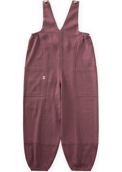 V Yaka Paça Lastikli Keten Salopet 2-7 Yaş Mürdüm fiyatları