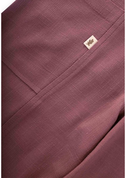 V Yaka Paça Lastikli Keten Salopet 2-7 Yaş Mürdüm modelleri