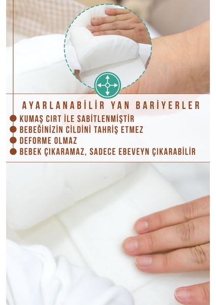 Bebek Yatağı, Yıkanabilir, Ayarlanabilir Yan Bariyer Yastıklı Yatağı