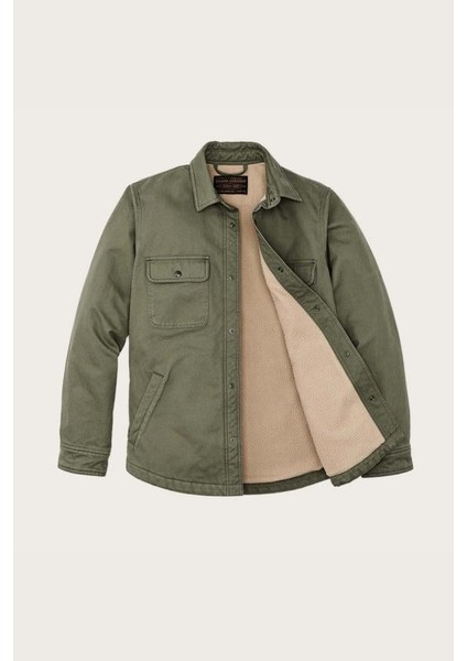 Fleece Lined Overshirt Service Green fiyatları