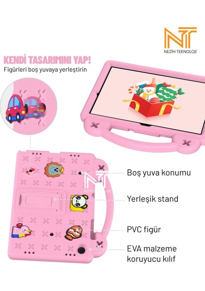 Samsung Galaxy Tab A9 Plus SM-X210 Uyumlu Sevimli Kabartma Karakterli Standlı Kılıf