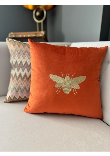 Arı Nakışlı Kırlent Kılıfı Kiremit fiyatları