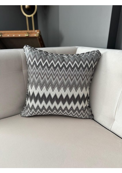 Marea Zigzag Desenli Dokuma Kırlent Kılıfı Gri