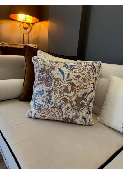 Şal Desenli Kırlent Kılıfı Ekru modelleri