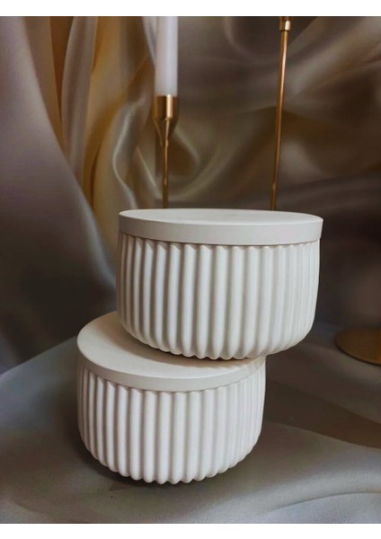 Modern Çizgili Kapaklı Organizer – 4 Parça Set (10,5 × 6,5 Cm)