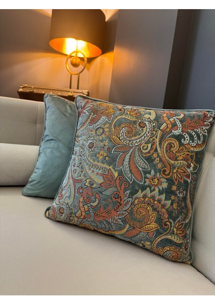 Şal Desenli Kırlent Kılıfı Yeşil