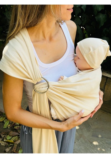 Anakucağı Esnek Halkalı Cepli Bebek Taşıma Şalı, Bebek Askısı Wrap Sling