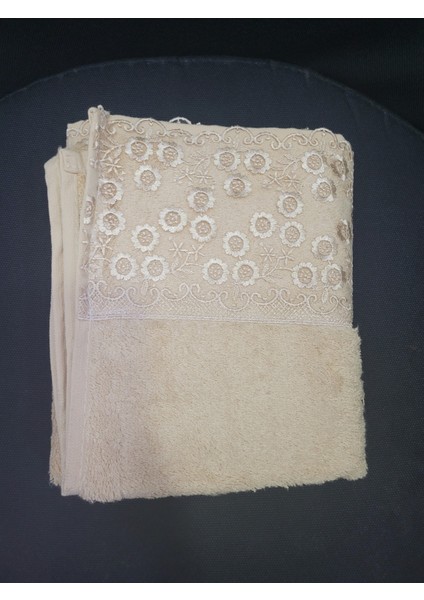82X47CM Güpürlü Havlu Açık Kahve %100 Bambu Yerli 1 Adet