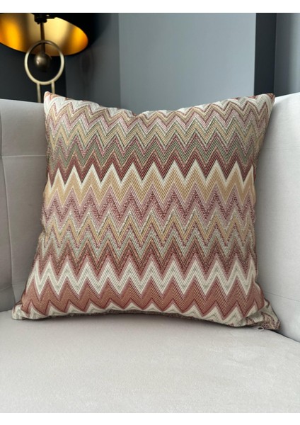 Marea Zigzag Desenli Dokuma Kırlent Kılıfı Kahverengi