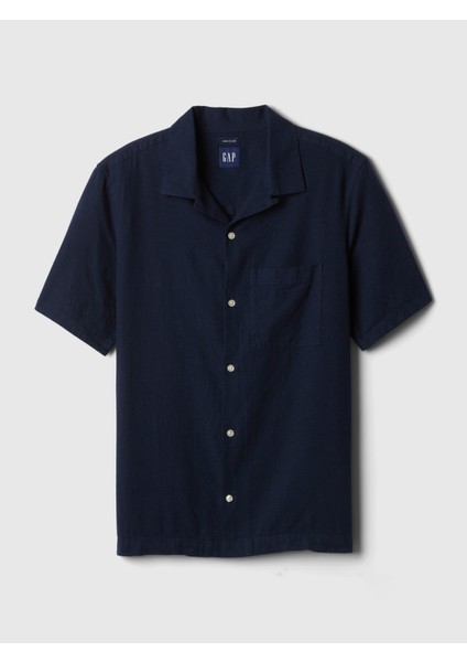 Erkek Lacivert Keten Karışımlı Gömlek fiyatları