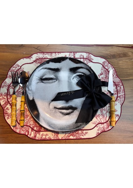 Toile De Jouy 2'li Amerikan Servis Bordo indirimleri