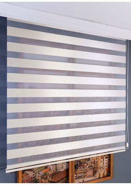 Krem Bambu Zebra Perde