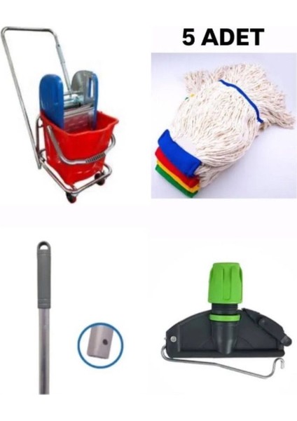 Tek Kovalı Çelik Pressli Krom Temizlik Arabası ve Paspas Arabası Temizlik Seti Islak Mop Seti fiyatları