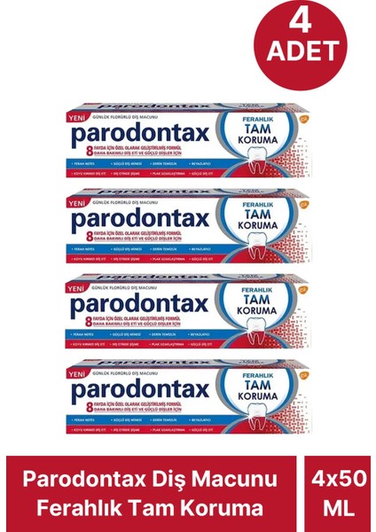 Diş Macunu Ferahlık Tam Koruma 50 ml 4 Adet