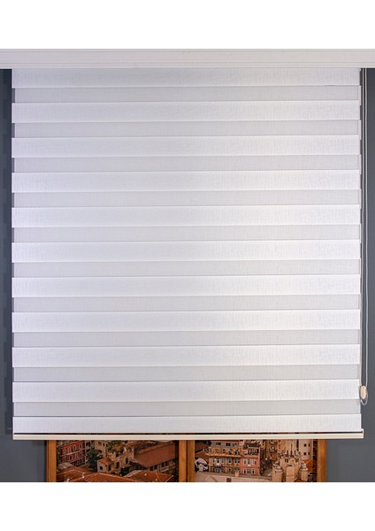 Beyaz Bambu Zebra Perde